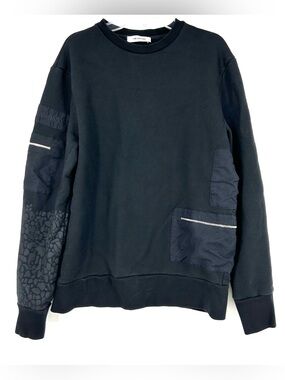 Tim Coppens Black Crew Neck Sweatshirt Zipper Pockets